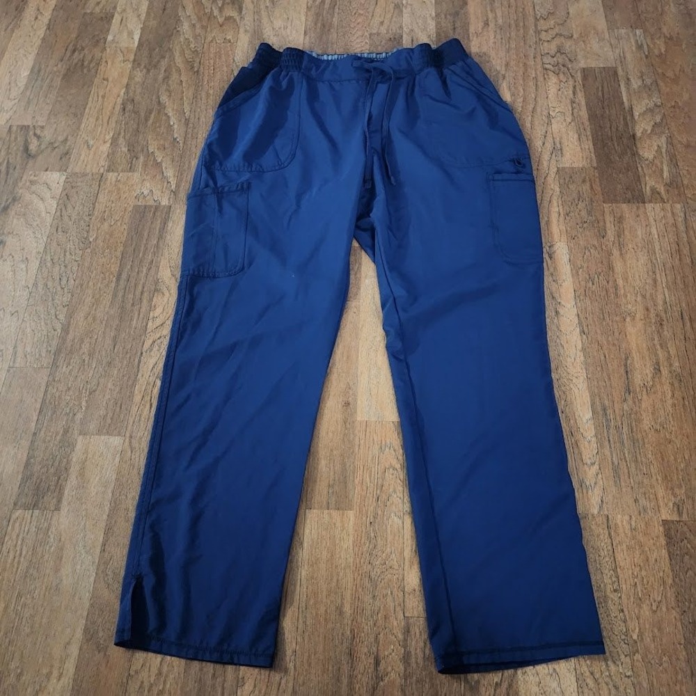 Scrubstar Premium Indigo Cargo Scrub Pants Womens Large WM04B121A Navy Blue 689